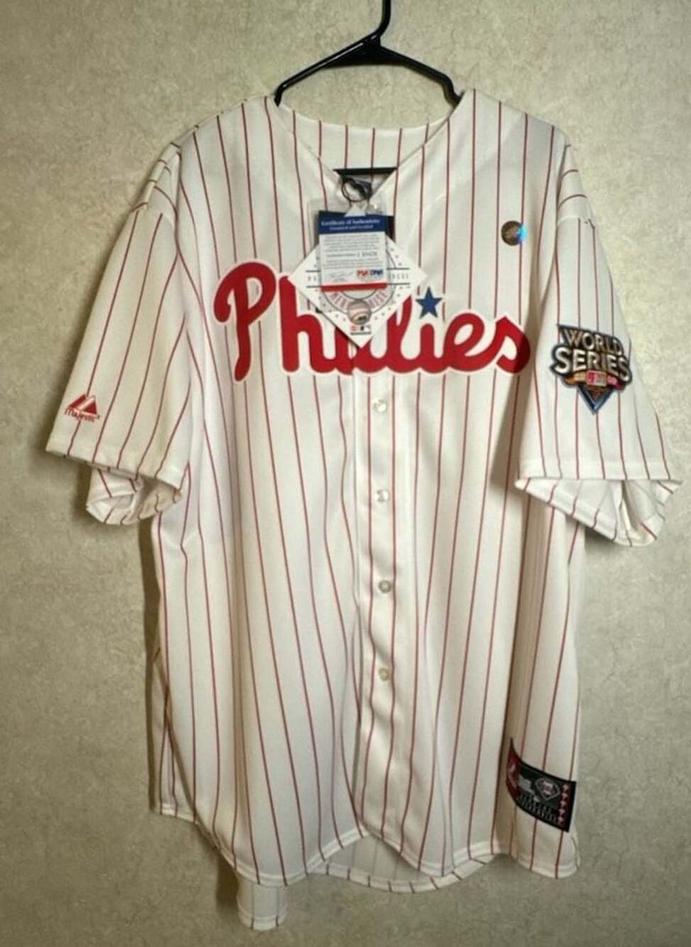 Philadelphia Phillies 2009 World Series Jersey Size XL with PSA/DNA Tag